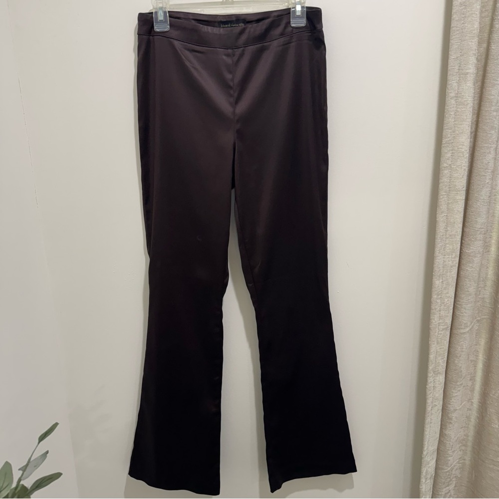 House‎ of Harlow 1960 Satin Flare Pants Brown High Rise Size Small Revolve